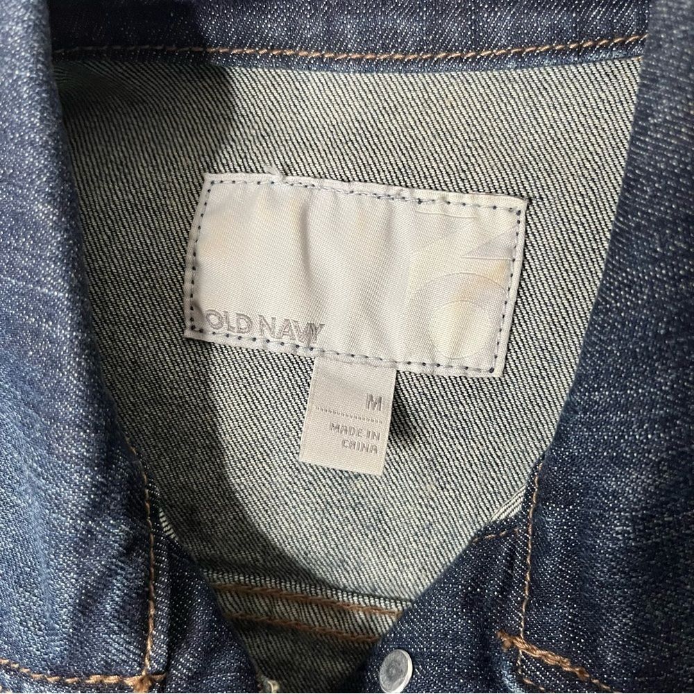 OLD NAVY Blue Denim Jean Jacket Trucker Jacket Pointed Collar Flaps Size Medium - Picture 7 of 11